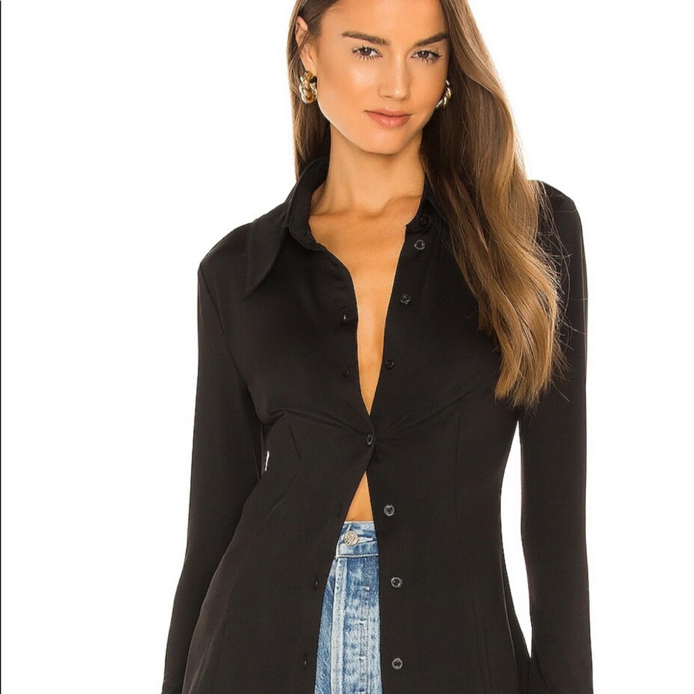 Danielle Bernstein Traditional Button Down Stretch Charmeuse-Size 2